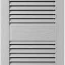 Builders Edge 12 in. W x 43 in. H Builders Edge, Standard Cathedral Top Center Mullion, Open Louver Shutters, Includes Matching Installation Spikes (Per Pair), 030 - Paintable