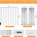 10x10ft White Tulle Backdrop Curtain with String Lights, Wrinkle-Free Sheer Wedding Backdrop for Birthday Parties, Baby Showers, Bridal Showers, Photo Shoots and Home Decorations, White