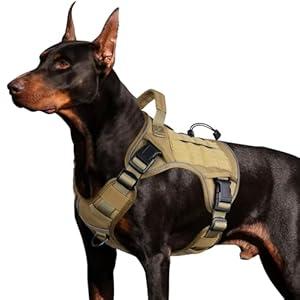 Tactical Dog Harness for Large Dogs, Heavy Duty No Pull Dog Harness with Handle, Adjustable Reflective Military K9 German Shepherd Big Size Dog Vest for Walking, Training, Hunting, Khak XL