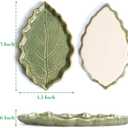 Ceramic Spoon Rest for Stove Top - Cute Green Leaf Shaped Spoon Rest/Spoon Holder for Kitchen Countertop - Cooking Kitchen Spoon Rest Utensil Rest Spatula Rest (Green)