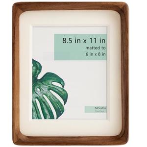Moudra Handcrafted Solid Wood Picture Frame with Mat for Wall or Tabletop Display, Perfect for Photos and Artwork. (Walnut, 8.5"x11" matted to 6"x8")