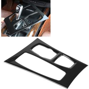Acouto Center Console Gear Shift Panel Cover Trim for X5 E70 for X6 E71 2010-2013 Carbon Fiber Center Control Shift Knob Panel Frame Cover Car Interior Decoration Left Hand