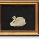 HUARCEY Gold Framed Vintage Wall Art for Living Room, Grace Swan Art Painting Pictures Rustic Animal Bathroom Prints Farmhouse Wall Decor Mother's Day Gifts for Mom Canvas Swan Shelf Decor for Bedroom (10"L x 8"W, Zwaan)