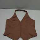 Women's Halter Top V Neck Sleeveless Backless Going Out Summer Tank Tops Solid Brown S