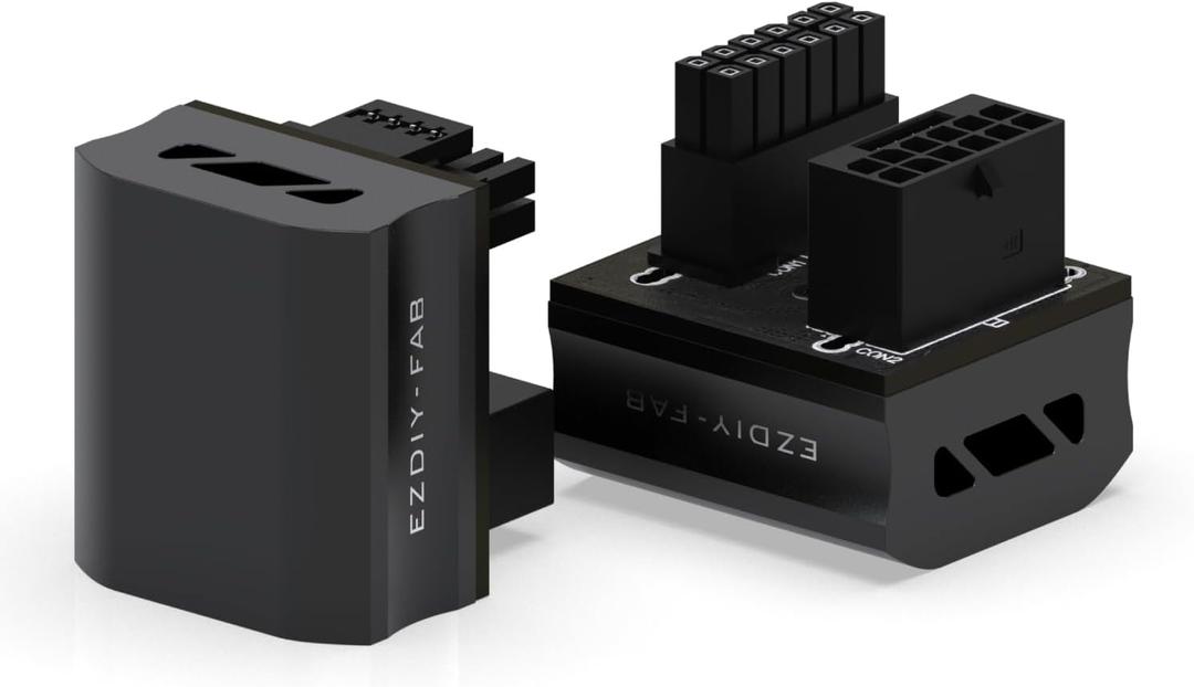 EZDIY-FAB 12VHPWR 12+4 Pin Angle Connector Power Adapter for RTX40' Series Graphics Card, Supports 600W Output, Comptatible to RTX4090,4080,4070ti -180 Degrees STD Type- Black-1 Pack