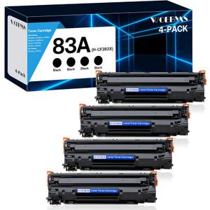 83A CF283A Black Toner Cartridge Compatible Replacement for HP 83A CF283A 83X CF283X for HP LaserJet Pro MFP M125nw M201dw M225dw M255dn M201n, 4-Pack
