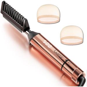 LURA Nano Titanium Hot Comb for Wigs,250-500F Electric Hot Combs for Black Women Hair,Pressing Combs for Black Hair,Professional Straightening Comb(Rose Gold)