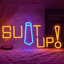 Suit up Neon Sign USB Powered Motivational Word Neon Light Sign Dimmable Fashion Man Tie LED Light Sign for Clothing Store Suit Shop Dressing Room Cloakroom Office Man Cave Party Wall Decor
