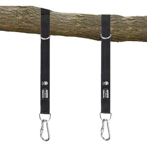 Tree Swing Hanging Strap Kit - 5ft Outdoor Suspension Straps with Stainless Carabiners, 2200lbs Capacity for Baby, Garden, Toddler Swing in Black