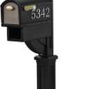 Step2 Mailmaster Hudson Mailbox, Magnetic Door, Large Newspaper Holder, Heavy-Duty, Weather Resistant, Post Mounting Hardware Kit Included, Black