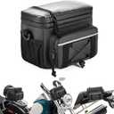 HODRANT Waterproof Motorcycle Handlebar Bag, Dirtbike Handlebar Bag for Cruiser Softail Dyna Sportsters, Bicycle Tool Storage Pouch with PVC Clear Window & USB Charge Hole, Bag Only