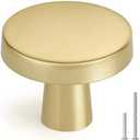 homdiy 10 Pack Gold Cabinet Knobs Round Brushed Brass Kitchen Handles Zinc Alloy Metal Hardware for Dresser Drawer Desk Cupboard