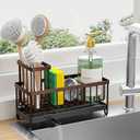 Cisily Brown Sponge Holder for Kitchen Sink, Sink Caddy Organizer with High Brush Holder, Kitchen Countertop Organizers and Storage Essentials, Rustproof 304 Stainless Steel, Soap Dispenser Organize, Brown