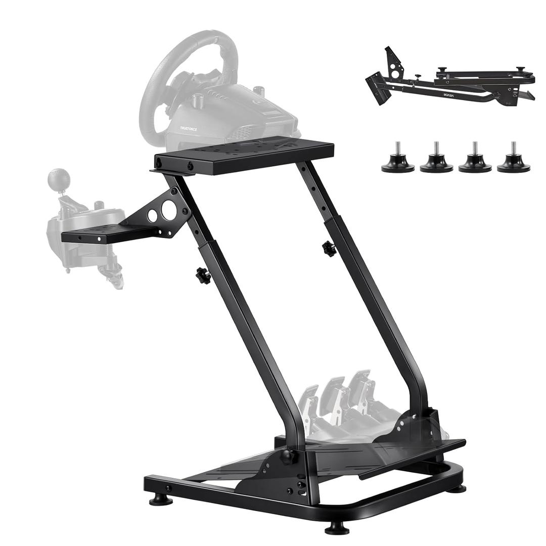 VEVOR Racing Wheel Stand, Adjustable & Foldable Simulator Stand for Logitech G29 G27 G920 G923, Thrustmaster T300RS T300GT T248 TS-PC TSXW Gaming Cockpit, Pedals Simulator NOT Included