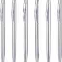 6 Pieces Wikult Silver Slim Metal Ballpoint Pen, 1mm Medium Point Black Ink Smooth Writing, for Business Office Teacher Student Wedding Guest