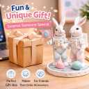 Hodao Astronaut Bunny Figurines, Artemis II Lunar Mission Inspired Space Decor, Resin Moon Rabbit Statues with Flag & Eggs, Cute Astronaut Gifts for Space Lovers, Office & Home Desk Decor