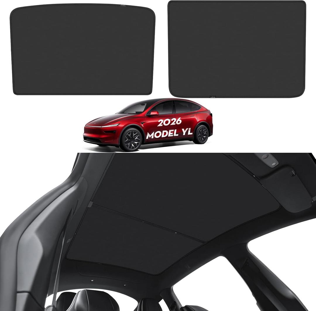 Non-Sag Roof Sunshades for Tesla Model YL 2026 (Black)