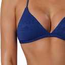 SUUKSESS Women Sexy Triangle Bikini Sets Textured High Cut 2 Piece Bathing Suit (Blue, M)