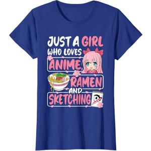 Just A Girl Who Loves Anime Ramen and Sketching Japan Women T-Shirt, XS