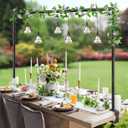 WellSign Over The Table Rod Stand with Clamps Adjustable 31"-110" Length 31"-64" Height, Table Balloon Arch Stand for Wedding Valentine Engagement Party, Black Table Arch Frame Hanging Decor Rod