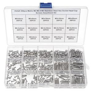 300pcs Metric M2 M2.5 M3 Stainless Steel Hex Socket Head Cap Screws Assortment Kit