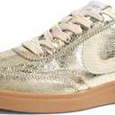 LUCKY STEP Women's Retro Fashion Sneakers Classic Casual Walking Shoes Non Slip Comfort Skate Shoes (8.5, Gold)