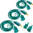 6 FT Extension Cord, US AC 2-Prong Black Male/Female Outlet Saver Power Extension Cord Cable for Halloween Christmas Decorations Lights Connection, Green