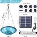 Solar Bird Bath Hanging with Fountain for Outdoors 15.7 Inch Metal Chains, Weather-Resistant Hanging Wildbird Feeder & Bath Tray for Garden, Patio