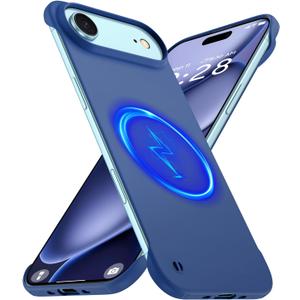 Magnetic Slim Case Fit for iPhone Air Phone Case 6.5"(2025) Ultra-Thin Lightweight Durable Frameless Matte Hard for MagSafe Cover Case with Pull Ring Shockproof Non Slip Rope-Blue