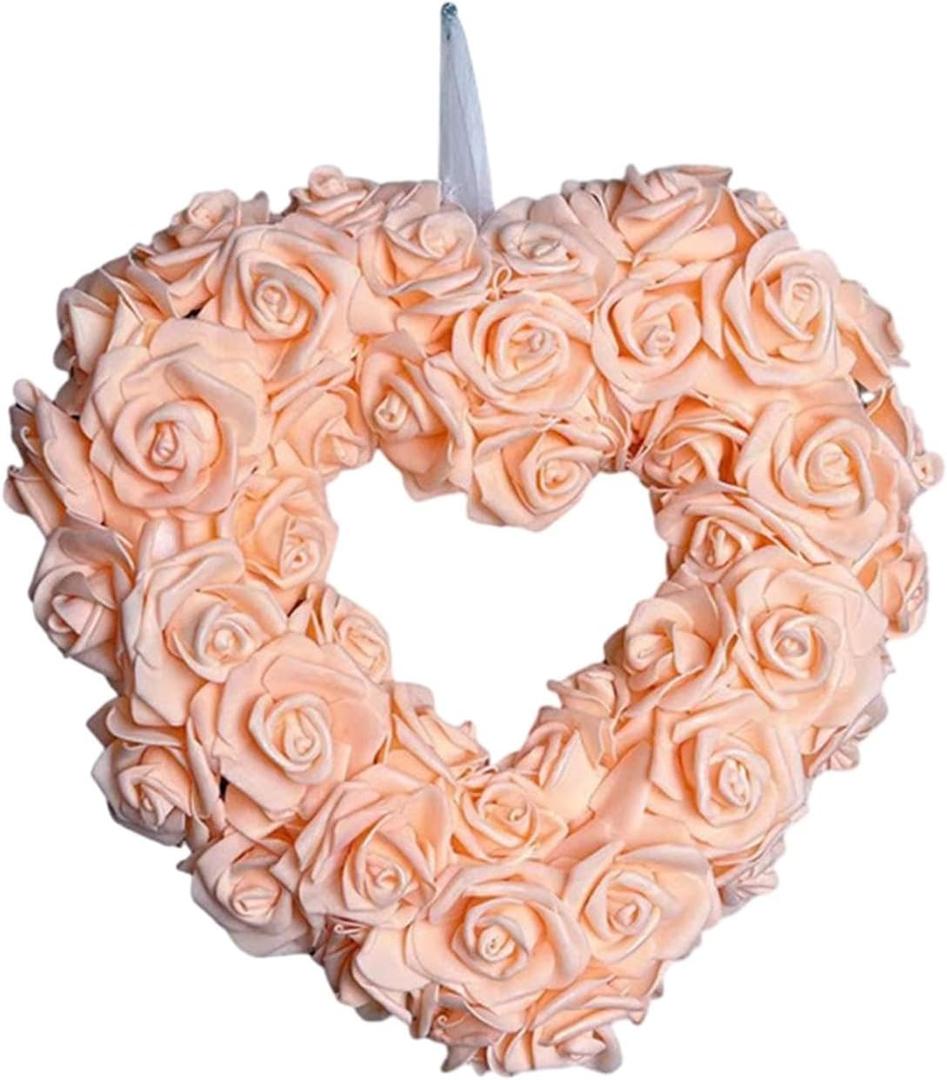 Heart Wreath for Valentine's Day Floral Decoration for Front Door