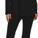 Darong Women 2 Piece Set Fall Outfit Cross Waist Flare Pants Long Sleeve Tunic Top Matching Lounge Set Travel Outfits (Black, S)