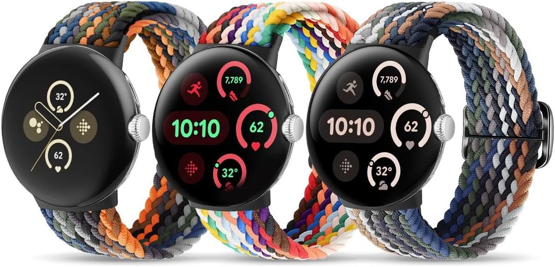 BlackPro Nylon Bands Compatible with Google Pixel Watch Bands/Google Pixel Watch 2/Pixel Watch 4/3 41mm Band for Women Men, Adjustable Stretchy Braided Straps with Upgraded Connector for Pixel Watch Bands