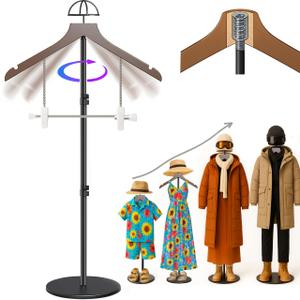 T Shirt Stand Display 26-64.7 Inch with Pants Clip and Hat Rack,Height Adjustable for Long Short Clothes Dress,Display Mannequin for Store,Closet,Photoshoot,Exhibition,Vendors Shop,Parties(1 Brown )