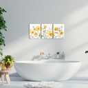 sechars Yellow Flower Canvas Wall Art Vintage Floral Painting Pictures Decor Modern Bedroom Bathroom Decoration (Yellow)