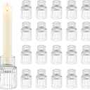 Candle Holder Glass Candlestick Holders: Hewory 20PCS Clear Taper Candle Holders Bulk for Table Centerpiece, Glass Candle Holder Candle Stick Holder Decor for Christmas Wedding Party Bridal Showers