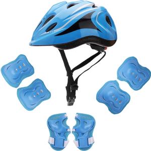 Kids Helmet Knee Elbow Pads Wrist Guard Sport Protective Gear Adjustable Scooter Skateboard Roller Bike Skate Cycling Safety Set for Boy Girl