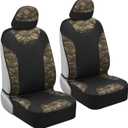 BDK Waterproof Camo Seat Covers for Car Truck Van SUV, 2 Pack  Two-Tone Black & Camouflage, Durable Neoprene Seat Protectors, Sideless Design Compatible with Armrests and Airbags