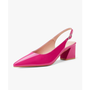 GENSHUO Women's Slingback Closed Toe Block Chunky Low Heel Pumps - 2.36 Inches Office Wedding Party Dress Shoes, Color Hot Pink, Size 8