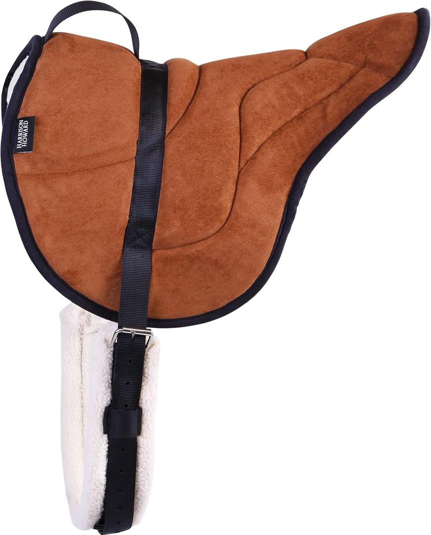 Harrison Howard Equestrian Saddle Pad Horse Riding Pad Bareback Pad with Girth (Brown)