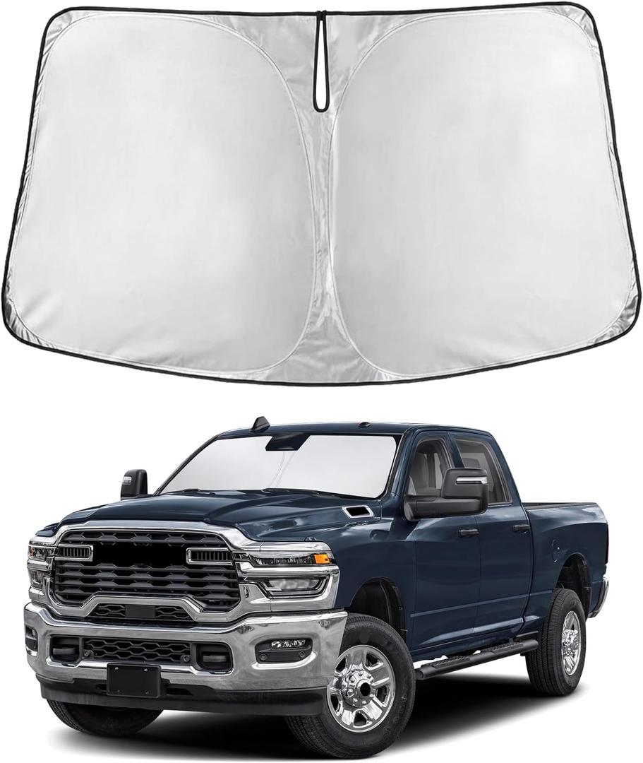 EcoNour Windshield Sunshade Compatible for Dodge Ram 1500 2011-2017 2018 | Sun Visor for Front Windshield & Window Sun Shade Cover, UV Heat Blocker & Protector, Car Accessories