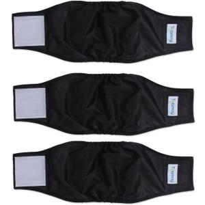 Teamoy 3 Pack Male Dog Diaper Wrap, Washable Puppy Belly Bands, Super-Absorbent and Comfortable(S,10"-13" Waist, Black)