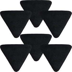 Reallnaive 6 Pcs Mini Triangle Powder Puff Face Makeup Sponge Soft Cotton with Box, Finger Makeup Puffs Reusable for Loose Body Powder Setting Beauty Cosmetic Foundation(Black)