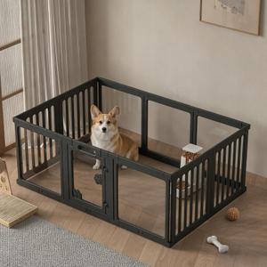 Clear Acrylic Dog Playpen with Door, DIY Free Combination Pet Fence