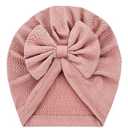 Cinaci 3 Pieces Baby Girls Turban Hats with Bow Newborn Hospital Caps Bonnets Beanies Headwraps for Infants Toddlers