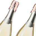 3pcs Champagne Stoppers, Stainless Steel & Silicone Bottle Cork Leak-Proof Keep Bubbles Fresh Champagne Sealers & Wine Savers Reusable Wine Stopper for Cava Prosecco and Sparkling (Rose Gold)
