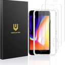 UNBREAKcable Shatterproof Tempered Glass Screen Protector for iPhone SE 2022/SE 2020, iPhone 8/7 [3-Pack] [99.99% HD Clear] [Easy Installation Frame] [9H Hardness][Bubble Free] for Apple 4.7''