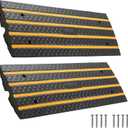 VEVOR Car Driveway Rubber Curb Ramp, 2 Pack 48.8-inch-Long Heavy Duty Low Profile Slope Ramps, 2.6 Rise, 33069 lbs Load Capacity, Reflective Safety Strips, for Vehicles, RVs, and Wheelchairs