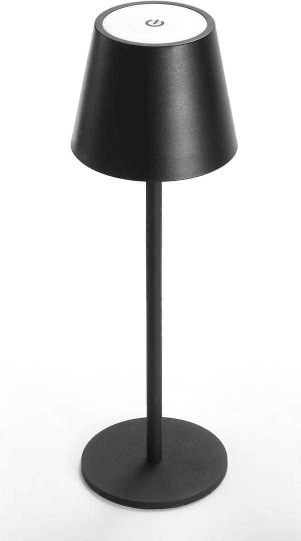 LED Cordless Table Lamp, 6600mWh Rechargeable Battery Desk Lamp, Temperature Stepless Dimming Night Light, IP54 Waterproof Metal Outdoor Portable Lamp for Camping, Restaurant