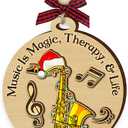 8 x Saxophone Christmas Ornament 2025 - Saxophone Gifts for Men, Women, Musical Instrument Ornaments, Music Gift Ideas for Jazz Lovers, Musicians - Wooden Hanging Christmas Tree Decorations