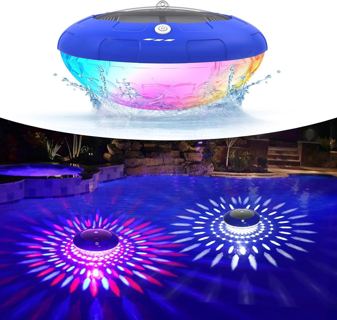 FirstE Solar Floating Pool Lights, RGB Color Changing Pool Floating Lights, Hangable IP68 Waterproof Solar Pool Light That Float for Pool Wedding Path Party Decoration, No Need Electric Wire FirstE Solar Floating Pool Lights, RGB Color Changing Pool Floating Lights, Hangable IP68 Waterproof Solar Pool Light That Float for Pool Wedding Path Party Decoration, No Need Electric Wire